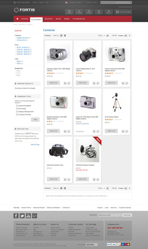 Product list page